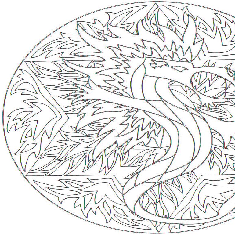 Ausmalbild Drache Mandala