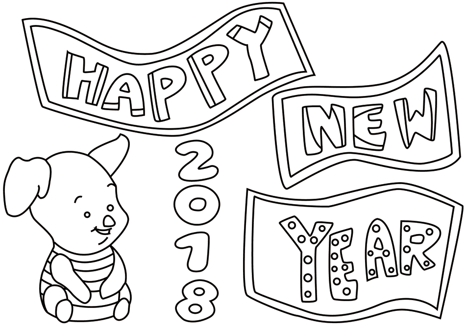 Ausmalbild Glücksschwein Neujahr