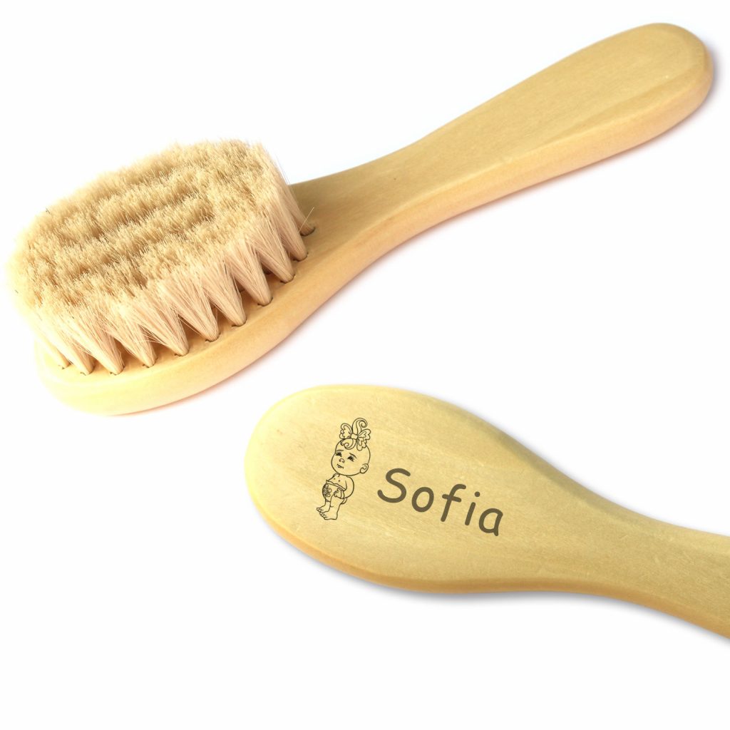 Wunderwunsch Baby Haarbürste Personalisiert - Ziegenborsten Bürste Mit Gravur