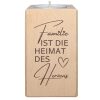 Familie ist die Heimat des Herzens - Teelichthalter aus Holz mit Spruch, Geschenk für Familie