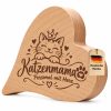 Geschenk für Katzenliebhaber – Holzherz „Katzenmama" mit Gravur