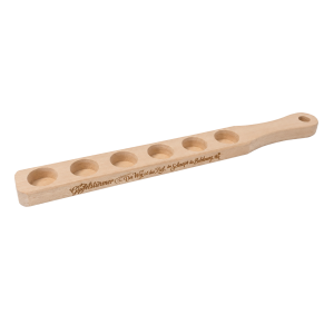 Wandergeschenk Schnapslatte aus Buchenholz für 6 Shots