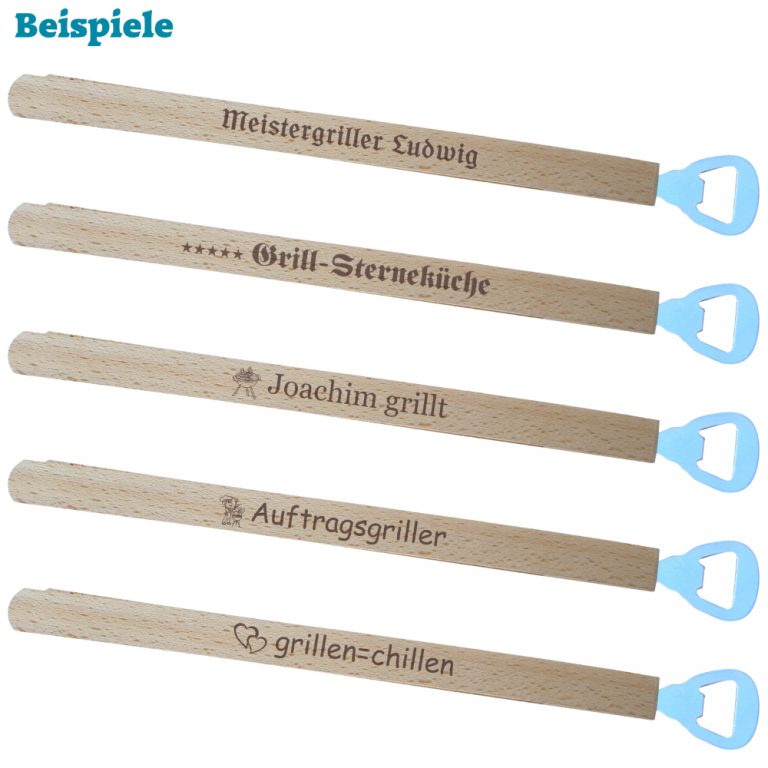 Grillzange mit Flaschenöffner personalisierbar mit Name, Spruch und