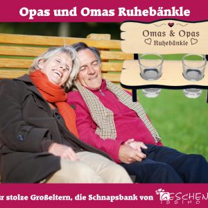 Großelterngeschenk - Die Schnapsbank mit zwei Gläsern