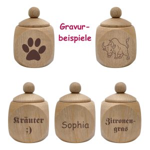 Holzdose mit Deckel und Gravur