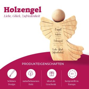 Holzengel mit Spruch