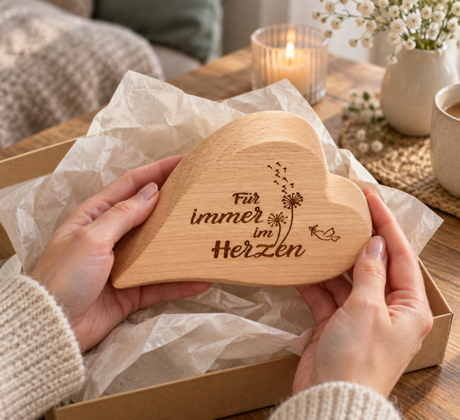 Holzherz Trauer für einen geliebten Menschen
