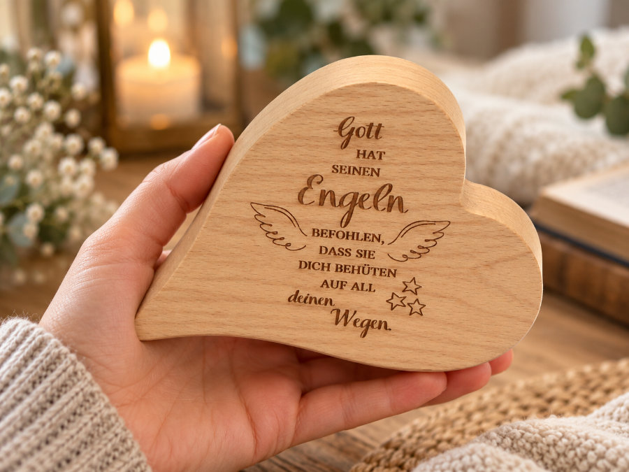 Holzherz mit Segensspruch Holzherz mit Segensspruch