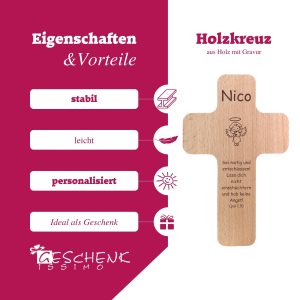 Holzkreuz Geschenkidee für Taufe, Kommunion und Konfirmation
