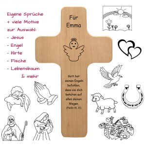 Kreuz für Kinder Freude Segen Familie 18 cm Kruzifix Holz-Kreuz 