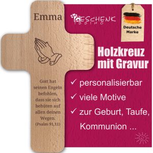 Holzkreuz mit Wunschgravur und Motiv