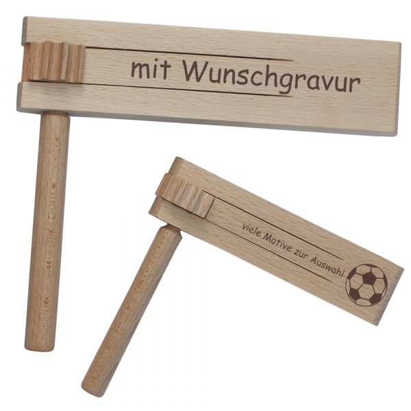 Holzratsche mit Namen und Gravur