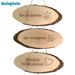 Holzschild mit Gravur