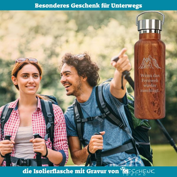 Isolierflasche Holz Optik