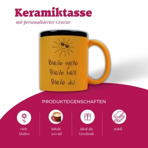 Gelbe Tasse mit Gravur