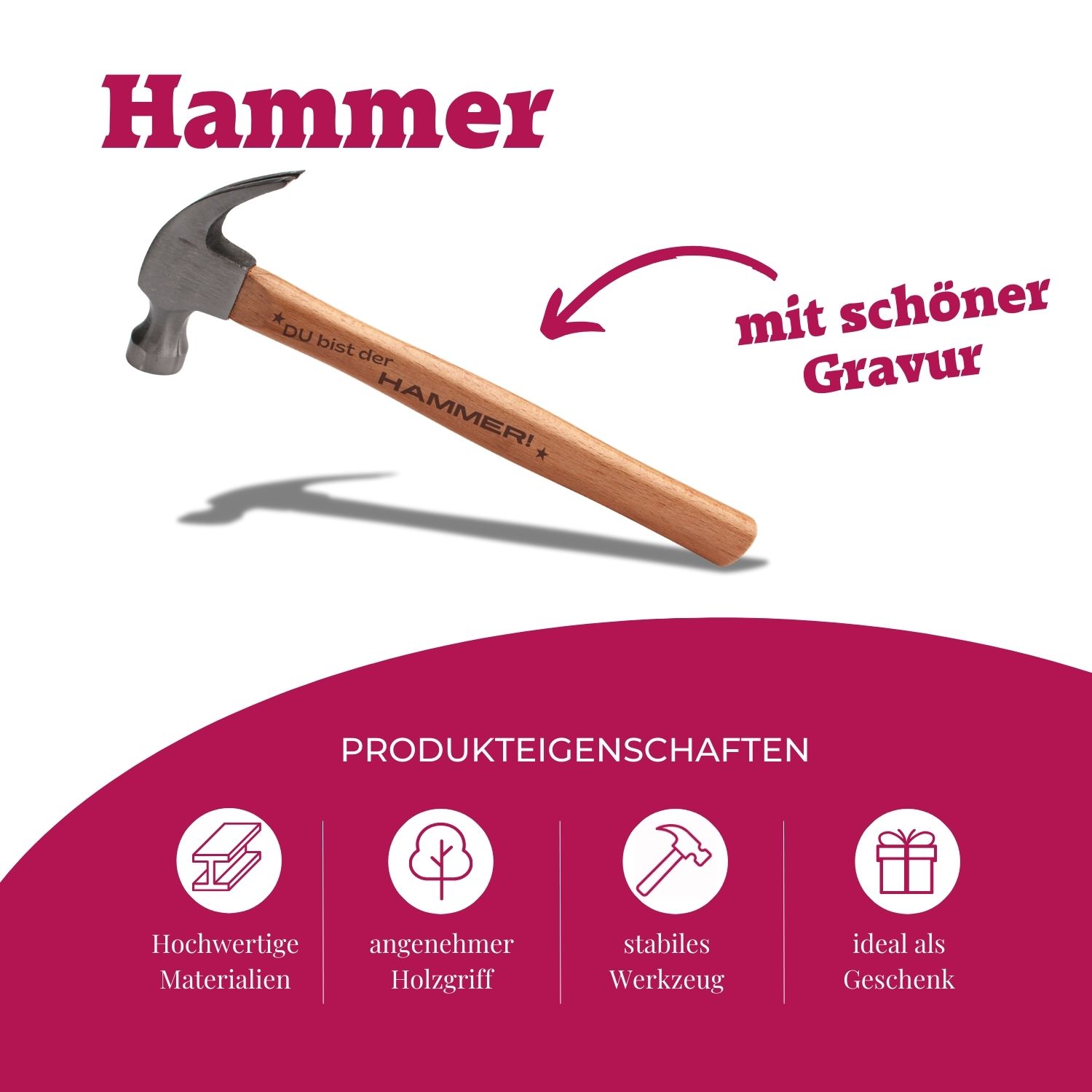 Klauenhammer mit Holzgriff Klauenhammer-Holzgriff