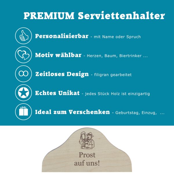 Premium Serviettenhalter aus Holz