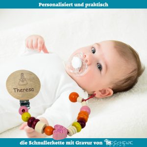 Schnullerkette rosa personalisiert
