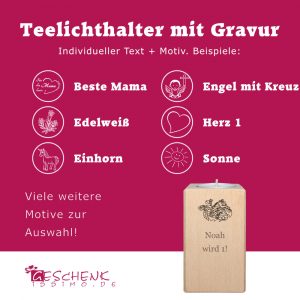 Teelichthalter Holz mit Gravur