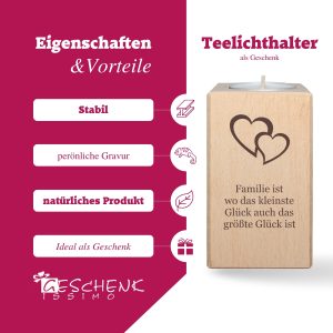 Tischlichthalter mit persönlicher Gravur und Motiv