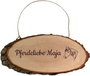 Personalisiertes Türschild mit Wunschgravur und Pferdemotiv Tuerschild mit Pferdemotiv