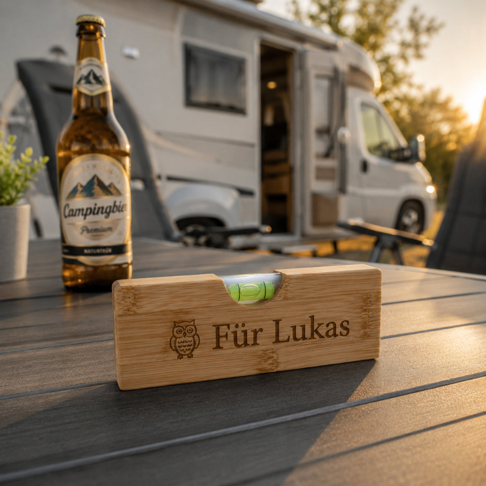 Wasserwaage Camping vor Wohnmobil Wasserwaage Camping