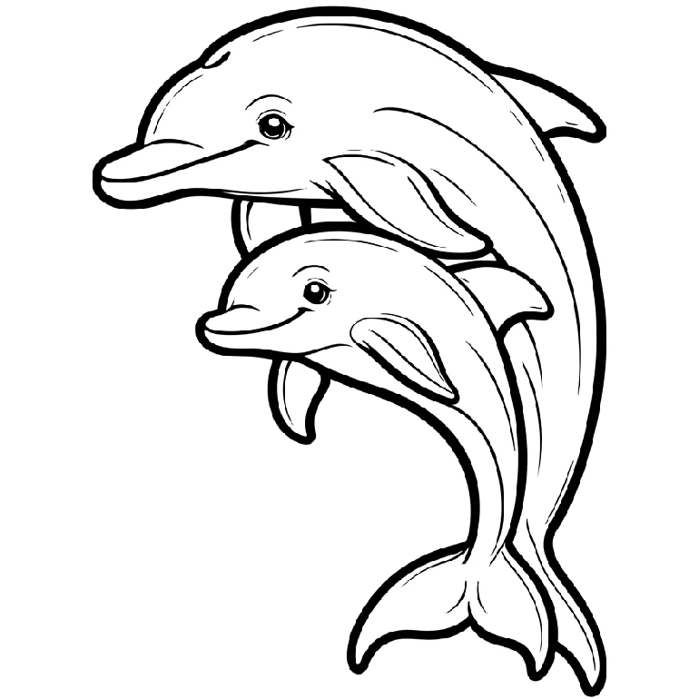 Ausmalbild Delfin Baby Einfach