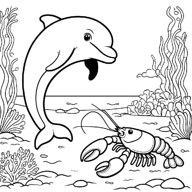 Ausmalbild Delfin zum Ausdrucken