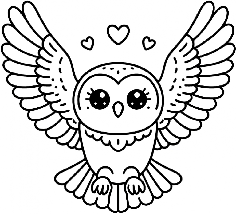  Ausmalbild Eule mit großen Augen - Geschenkissimo 