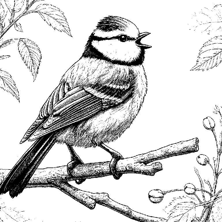Ausmalbild heimischer Vogel: Blaumeise