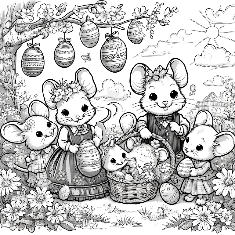 Ausmalbild Maus Ostern