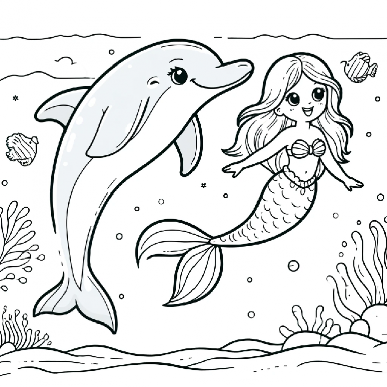 Meerjungfrau Ausmalbilder - Gratis zum Herunterladen - Geschenkissimo Illustration 