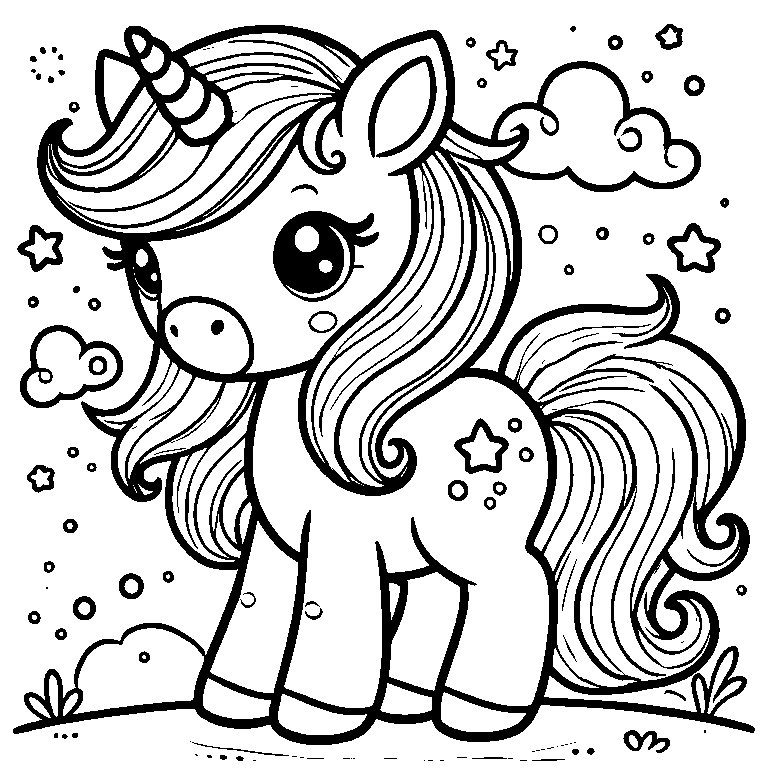 Ausmalbild Pony Einhorn