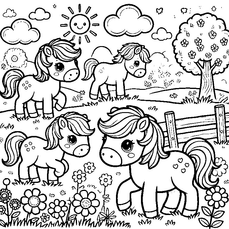 Ausmalbild Ponyhof