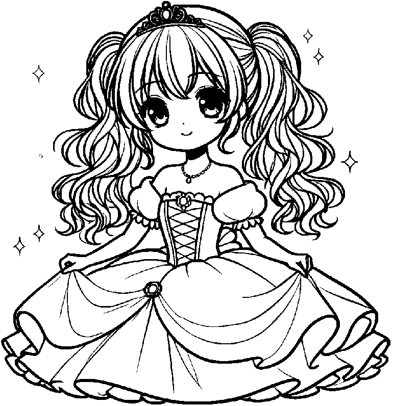 Ausmalbild Prinzessin einfach