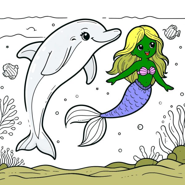  Ausmalbilder Delfine gratis herunterladen - Geschenkissimo Illustration 