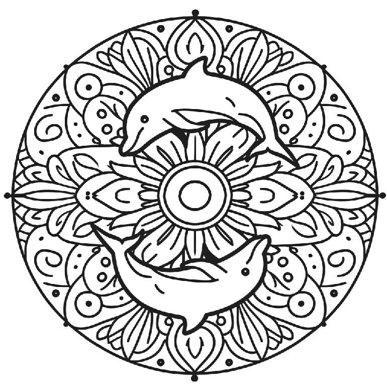 Delfin Mandala Ausmalbild