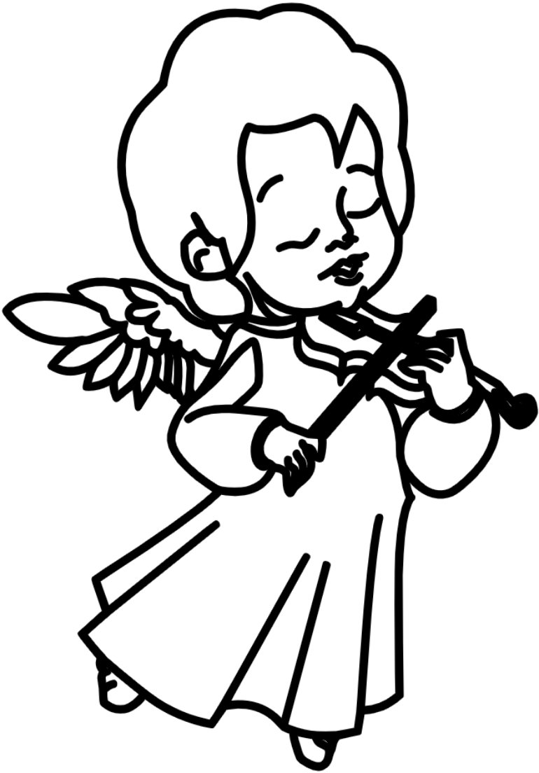 Engel mit Geige Kinder Malvorlage