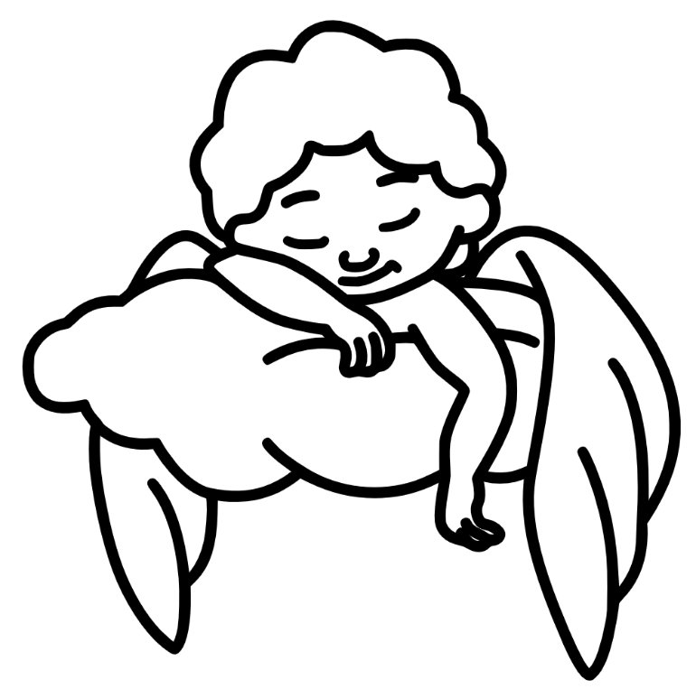 Engel schläft Malvorlage für Kinder