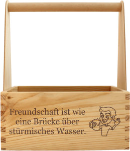 Flaschenträger aus Holz mit Gravur