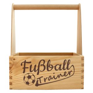 Fußballtrainer Geschenk - Bierträger aus Holz mit Gravur für Trainer und Coach