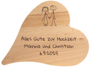 Hochzeitsherz aus Holz mit Gravur Hochzeitsherz aus Holz mit Gravur
