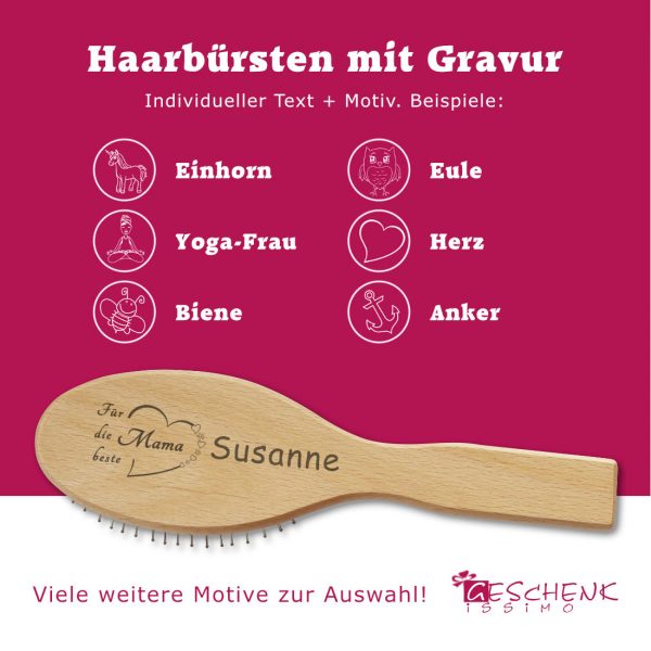 Haarbürste Holz mit Gravur