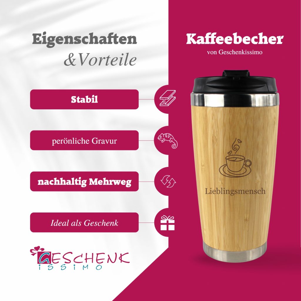 Kaffeebecher to go personalisiert mit Namen und Motiv Geschenkissimo
