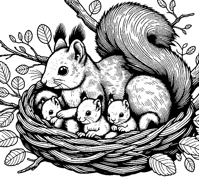 Malvorlage Eichhörnchen Familie