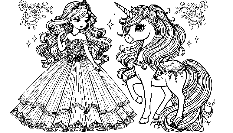 Malvorlage Prinzessin Einhorn