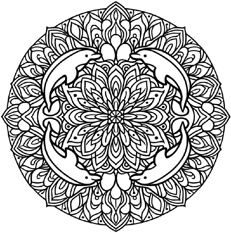 Ausmalbilder Delfin Mandala