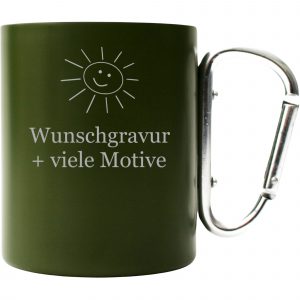 personalisierte Karabinertasse grün