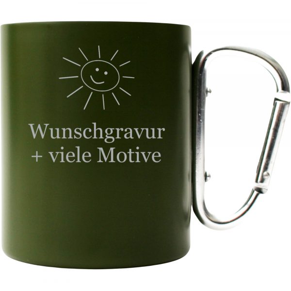 personalisierte Karabinertasse grün