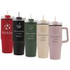 Personalisierter Thermobecher mit Strohhalm, XXL Trinkbecher mit Henkel 900 ml